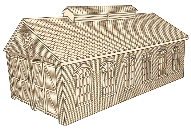 Assembly of the laser cut railway double engine shed