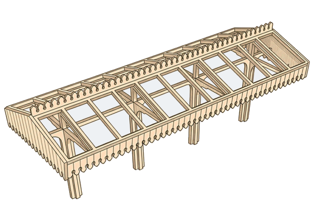 Assembly of the laser cut railway station canopy